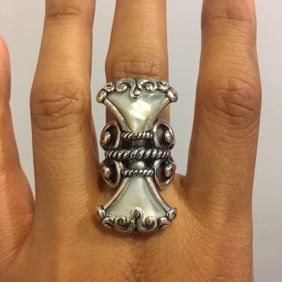 Carolyn Pollack Trumpet Vine SS Mother Pearl Ring - Picture 2 of 8